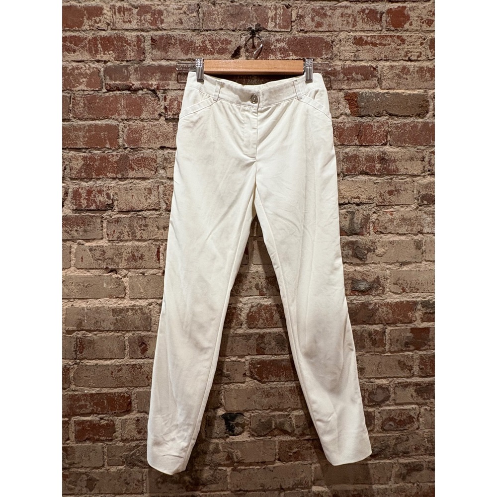 Dolce & Gabbana Grosgrain Trim Tapered Ankle Zip Trousers Cream IT 40 US 4 - Picture 2 of 14